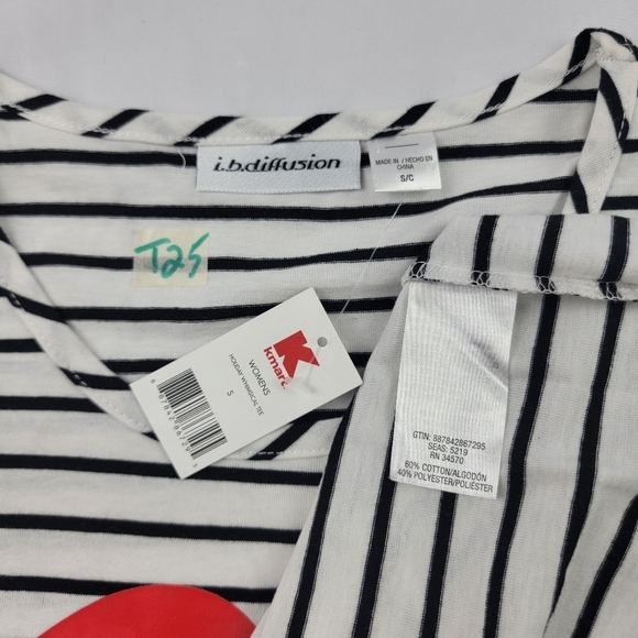 NWT I.B.Diffusion Santa hat glasses lips holiday Christmas long sleeve top - Picture 4 of 4